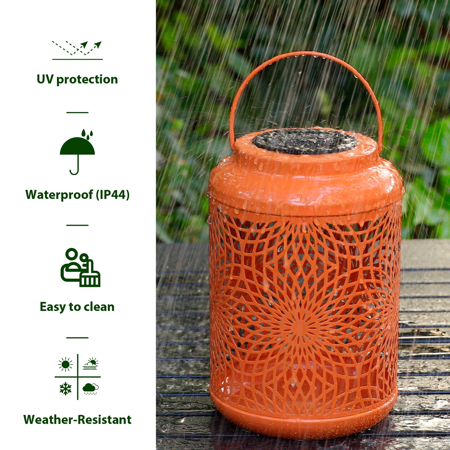 Set of 2/4 8.75&#x22;H Metal Cutout Scrollwork Solar Powered LED Outdoor Lantern with handle