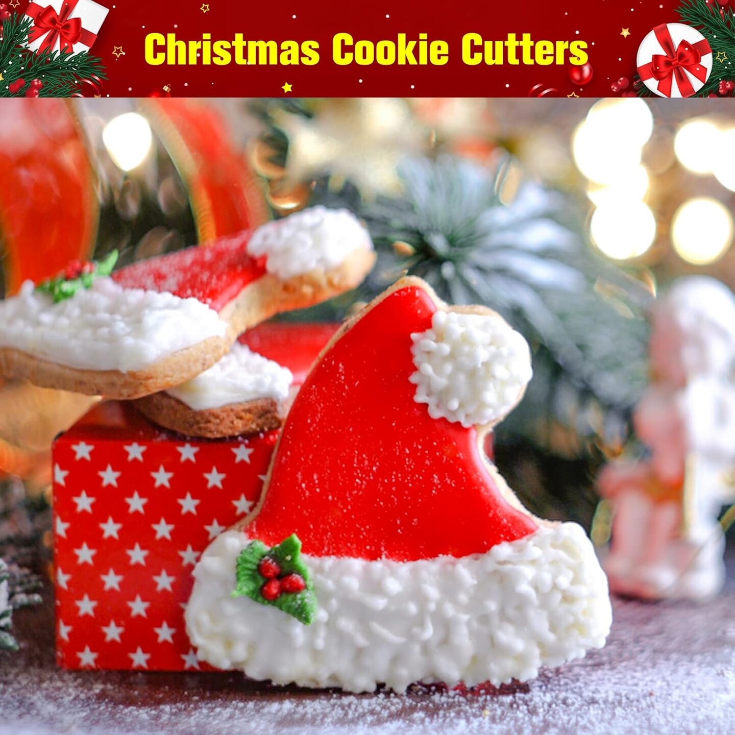20 Pcs Christmas Cookie Cutters &#x2013; Reindeer Snowflake Tree Gingerbread Santa