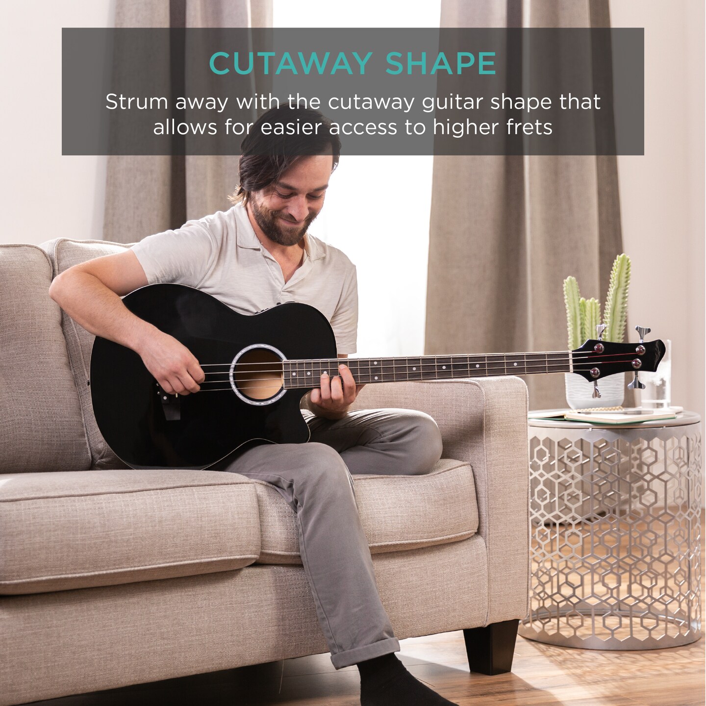 Best Choice Products 22-Fret Full Size Acoustic Electric Bass Guitar w/ 4-Band Equalizer, Truss Rod