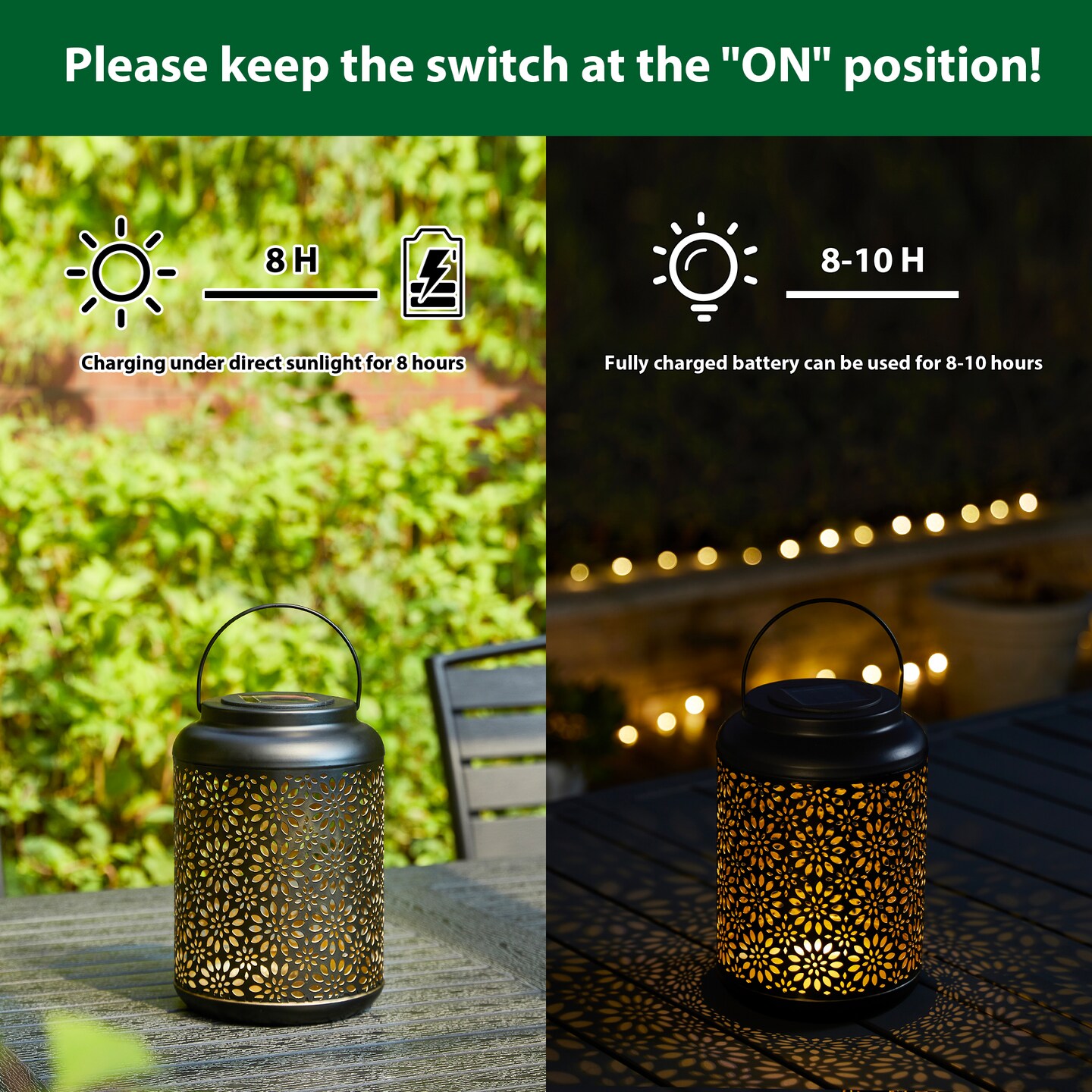 Set of 2/4 8.75"H Metal Cutout Flower Solar Powered Outdoor Hanging Lantern with LED Light