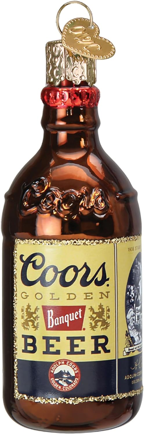 Old World Christmas Coors Banquet Bottle Glass Hanging Ornament