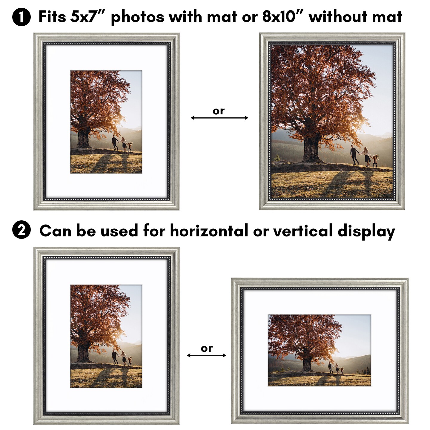 Americanflat Vintage Picture Frame with Mat and Beaded Accents with Shatter Resistant Glass