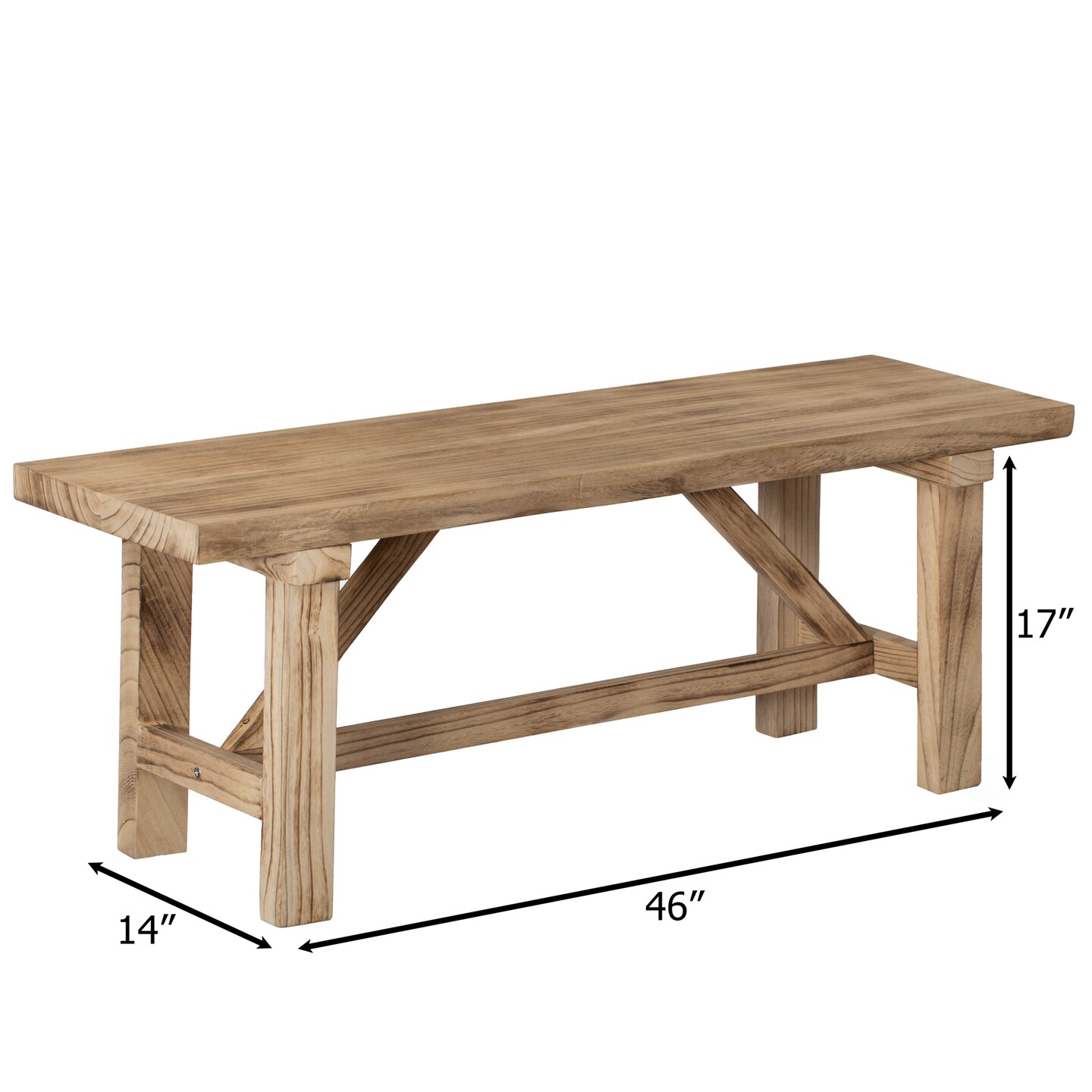 Vintiquewise Wooden Bench Farmhouse Entryway Organizer Retro Rustic Accent Seat Natural Wood Armless Design for Living Room Hallway Kitchen Dining Room Stylish &#x26; Practical D&#xE9;cor for Indoor Space