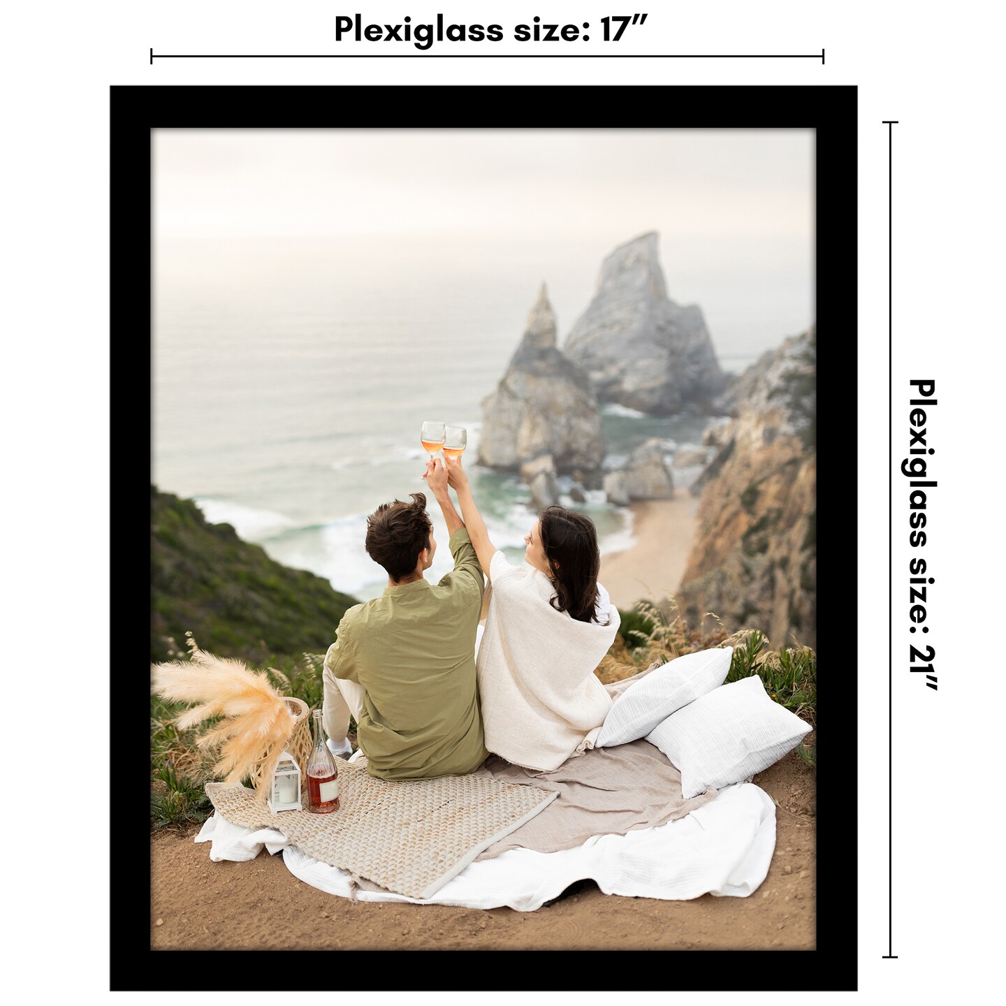 Americanflat Gallery Poster Frame - Wooden Picture Frame for Wall Art - Plexiglass Cover - Hanging Hardware for Horizontal or Vertical Display