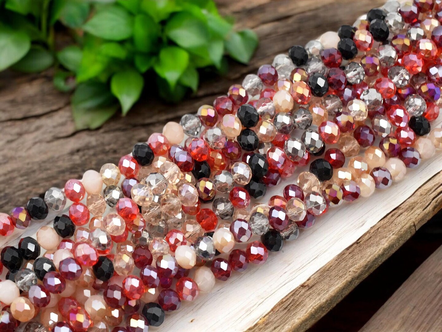 6x8mm Red Mix Electroplated Glass Faceted Rondelle Beads (16&#x22; Strand)