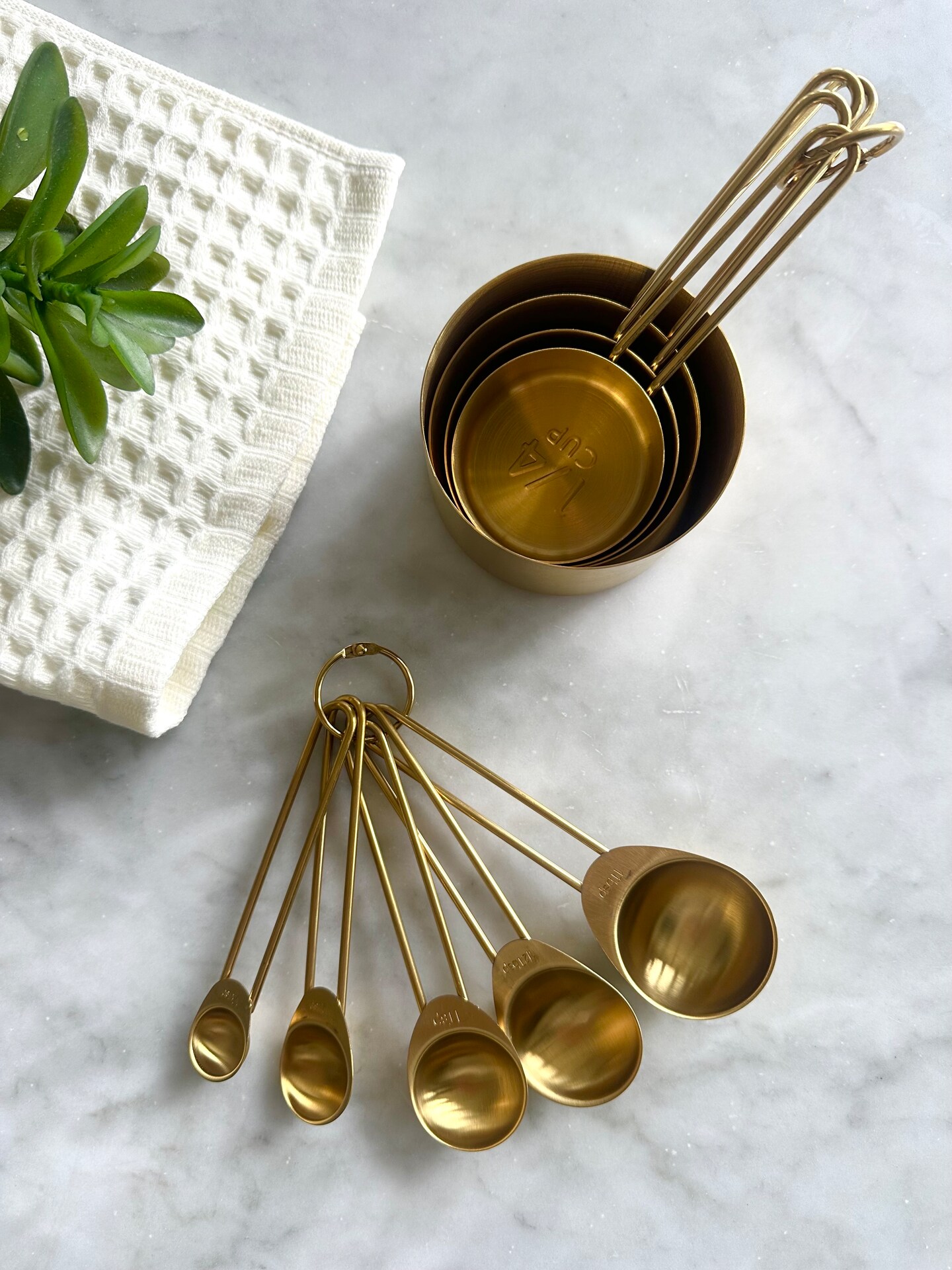 Solid Gold Measuring Cups & Spoons Set of 8 – Elegant & Functional