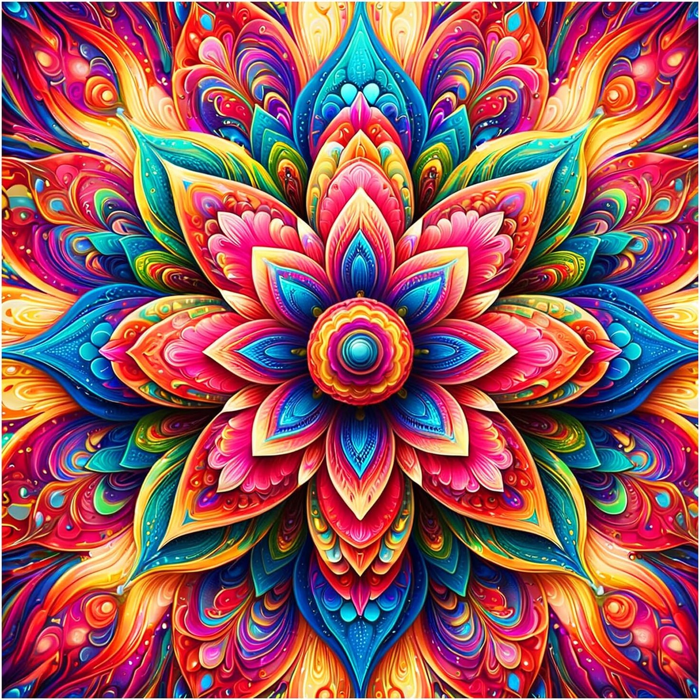 5D Mandala Diamond Painting Kit for Adults – DIY Full Drill Round Gem Art Flower, Beginner-Friendly Craft for Home Wall Decor & Gift, 12×12 Inch