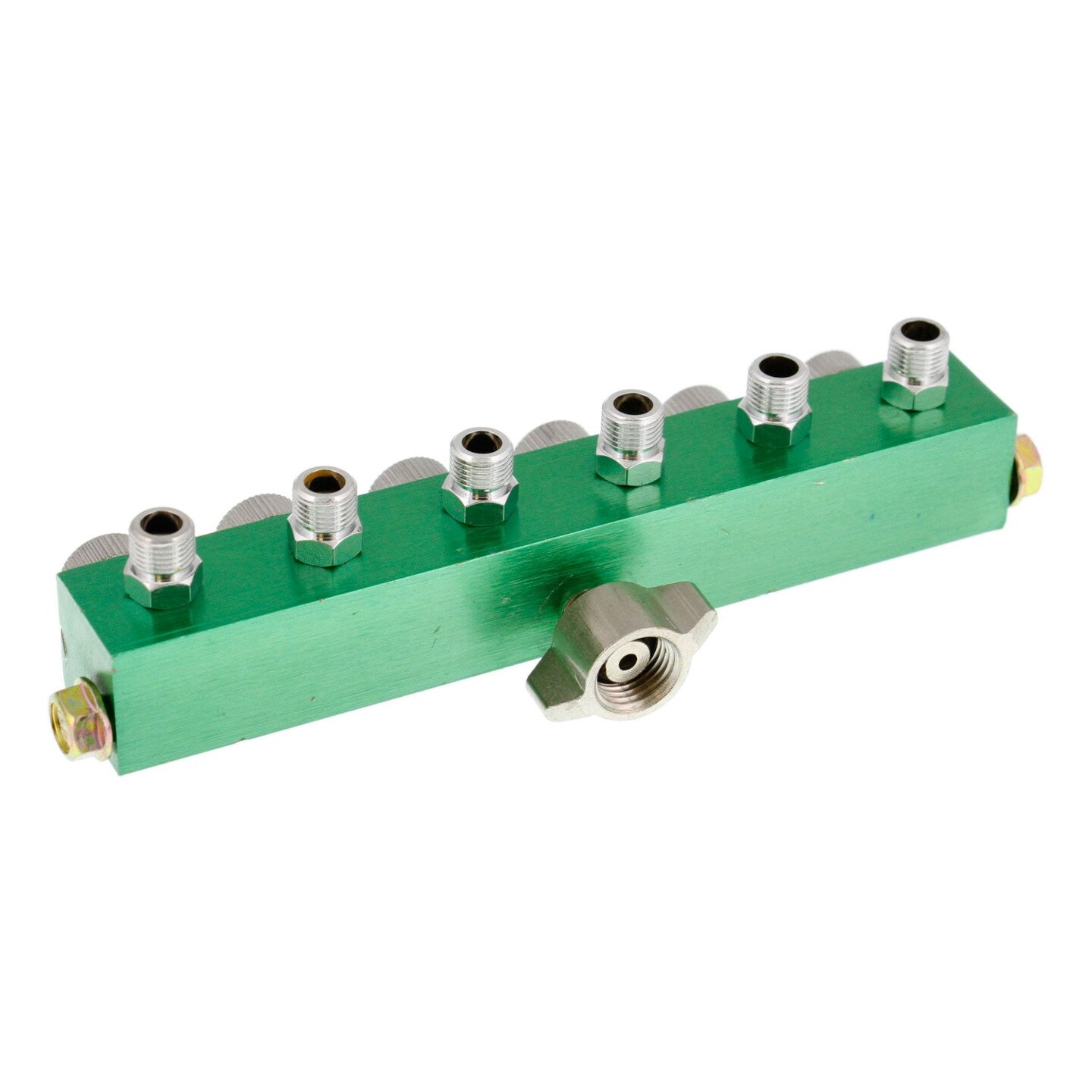 6-Way Metered Airbrush Manifold - Individual Airflow Control - 1/4" BSP Inlet, 6x 1/8" BSP Outlets