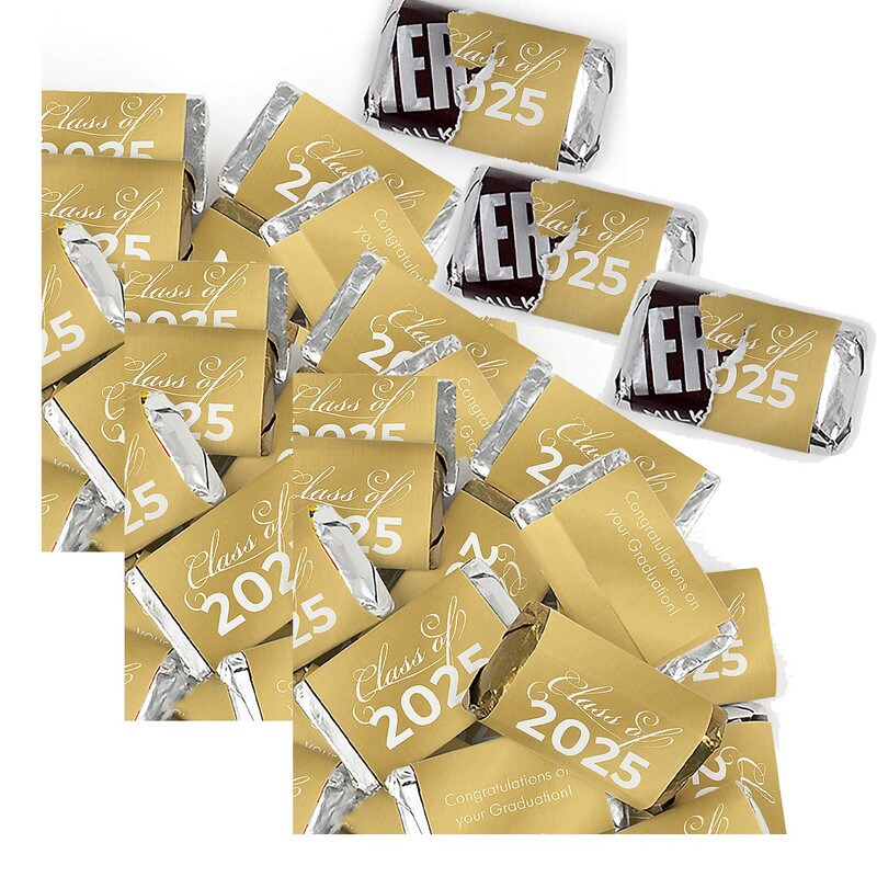 Gold Graduation Candy Party Favors Class of 2025 Hershey’s Miniatures Chocolate 76 Pcs