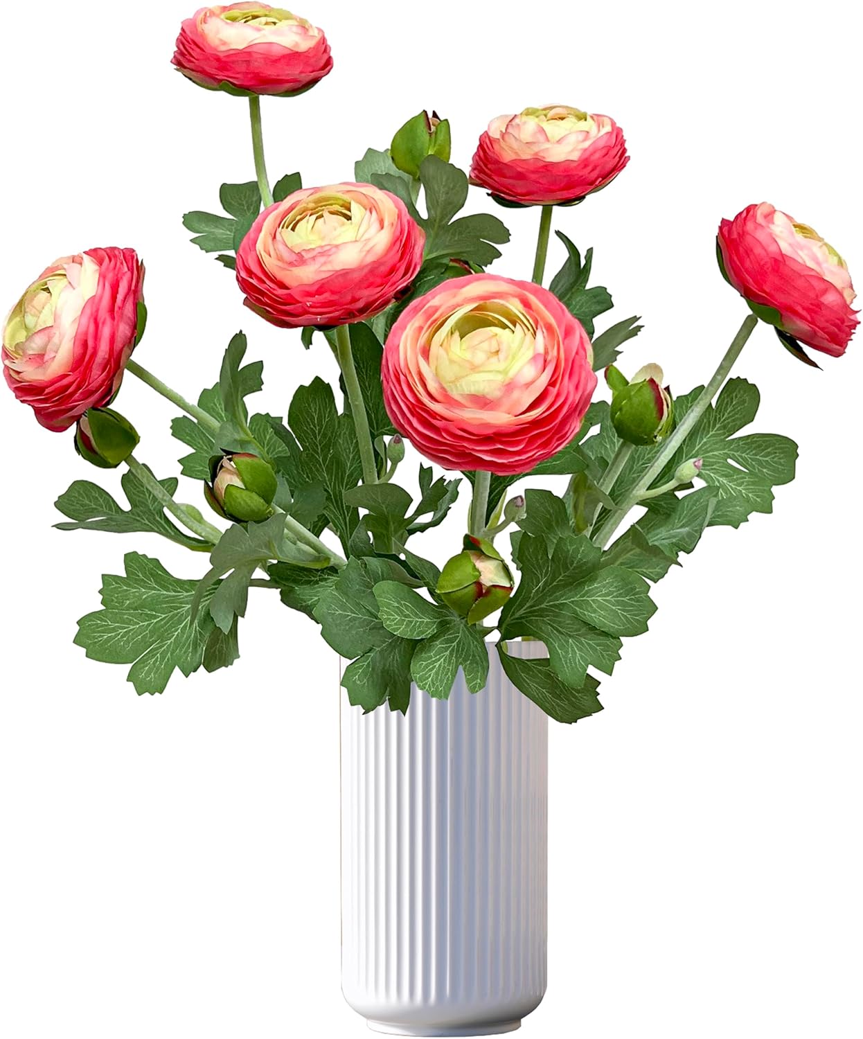 Pink Ranunculus Artificial Flowers,6 Pcs Artificial Faux Silk Ranunculus Flowers with Real Touch Stems,Fake Peony Flowers for Floral Arrangements DIY Wedding Bouquet Party Table Home Decor