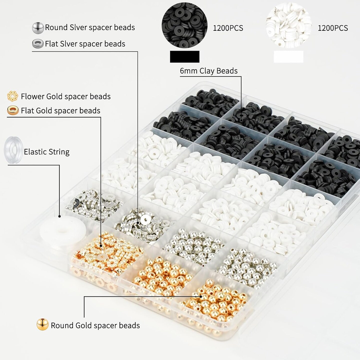 Clay Beads Bracelets for Women, Bracelet Making kit Golden Beads for Jewelry Making
