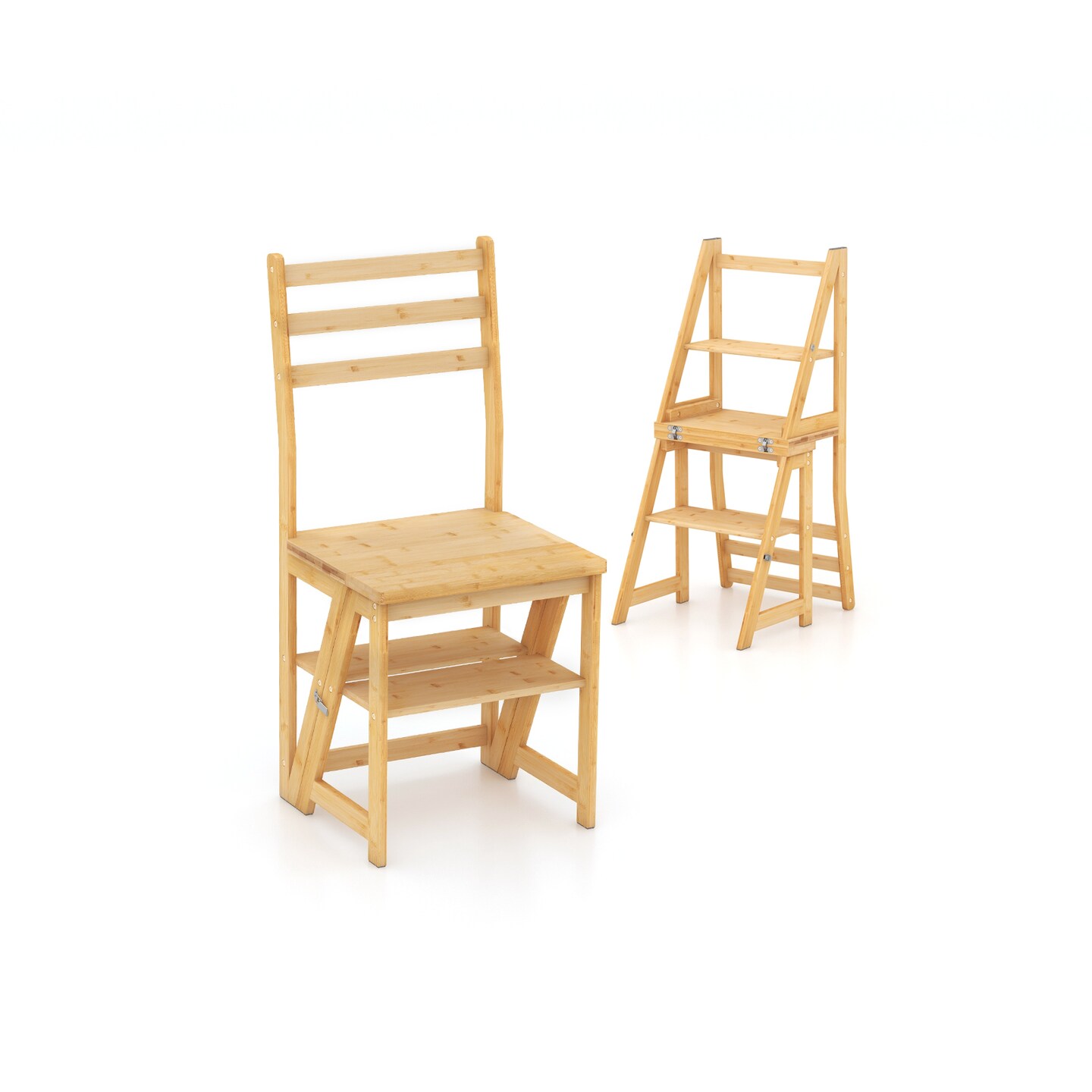 3-in-1 Multi-functional Foldable Display Plant Stand Ladder Chair with 2 Side Locking Buckles