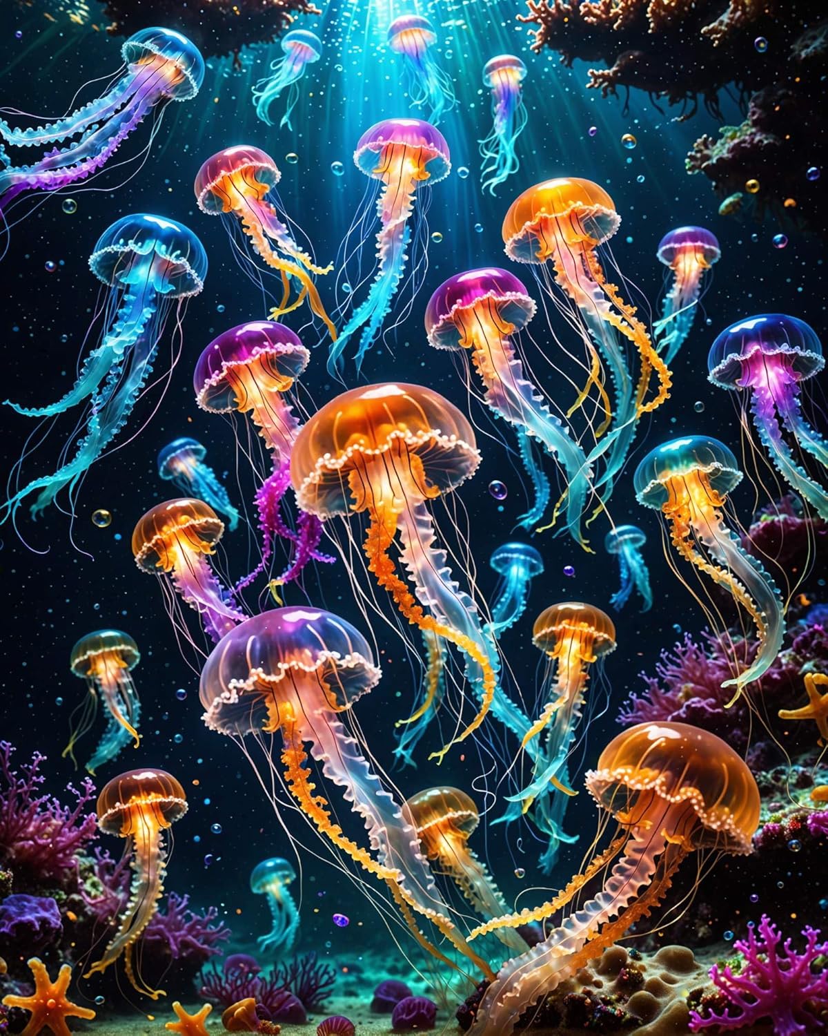 Paint By Numbers Kit For Adults Beginner, Colourful Jellyfish Adult Paint By Number Kits On Canvas Ocean Animal Adults&#x27; Paint-By-Number Kits Diy Oil Painting Kits For Gift Home Wall Decor 16x20 Inch