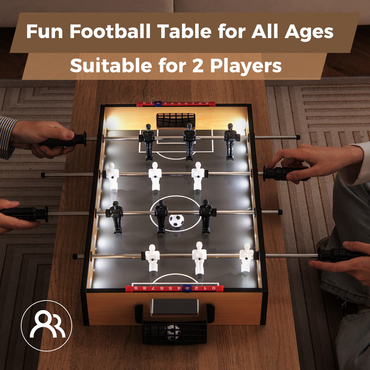 Natural Plastic Foosball Table with LED Lights and Portable Design