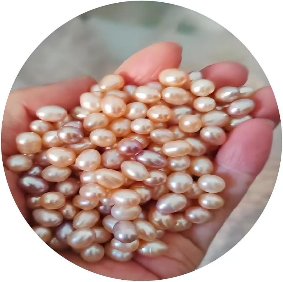 50 Pcs Freshwater Pearl for Jewelry Making AAA 6-7mm No Hole Natural Genuine Real Freshwater Cultured Pearls Oval Pearl Beads Loose Gemstone Bead Crafts Gift for Women,DIY Gifts.