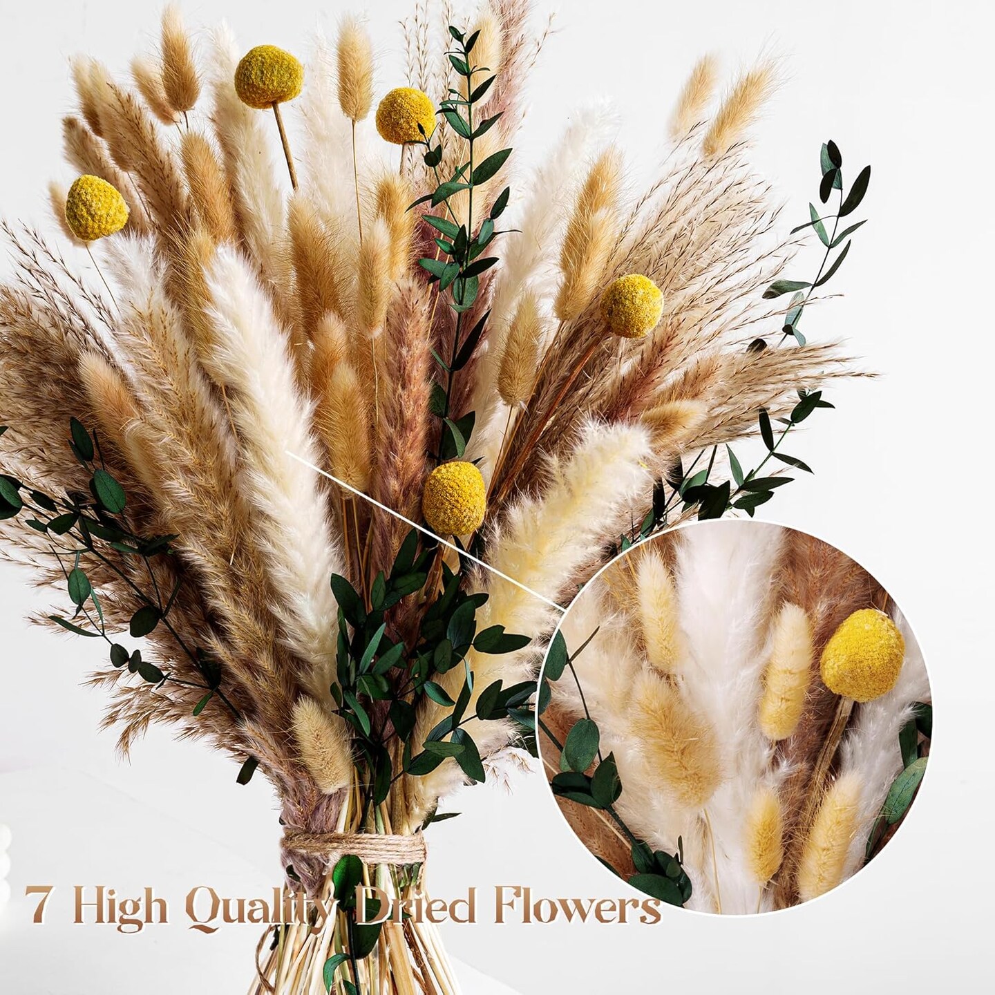 Boho Dried Flowers Bouquet &#x2013; Olive Green Wall Decor, Pampas Grass Bouquet, Rustic Flower Arrangement, Moody Office &#x26; Bedroom Decor
