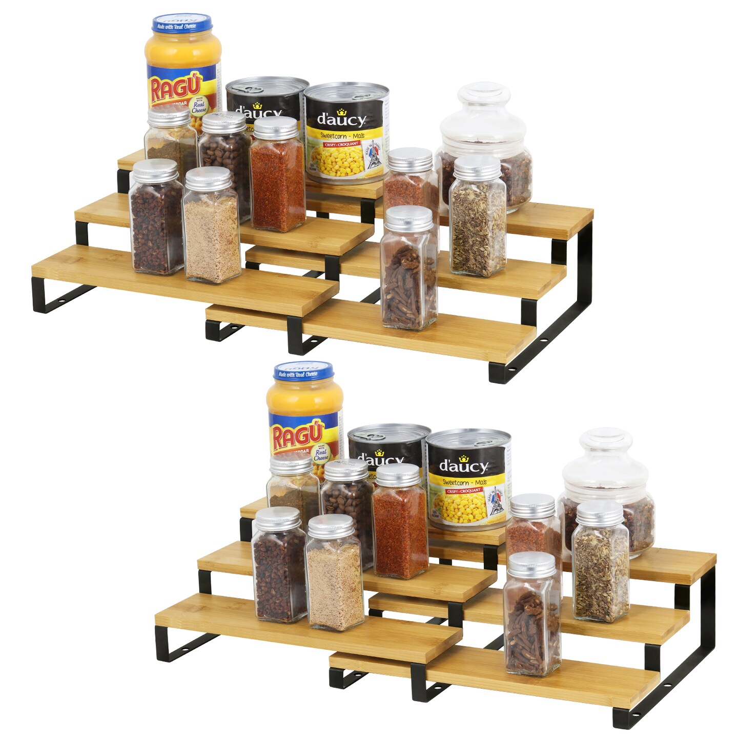 4-Pack Expandable 3-Tier Spice Rack Organizer for Cabinet