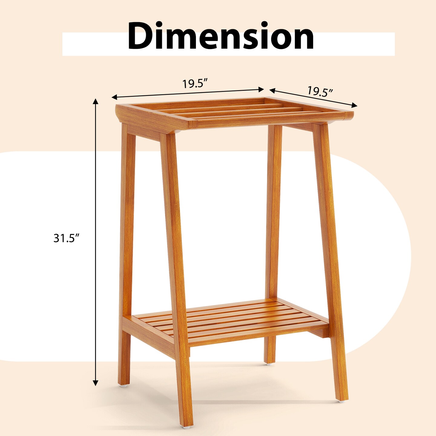 Solid Teak Wood Freestanding Towel Rack with Shelf – 5 Bars, 31.5” H