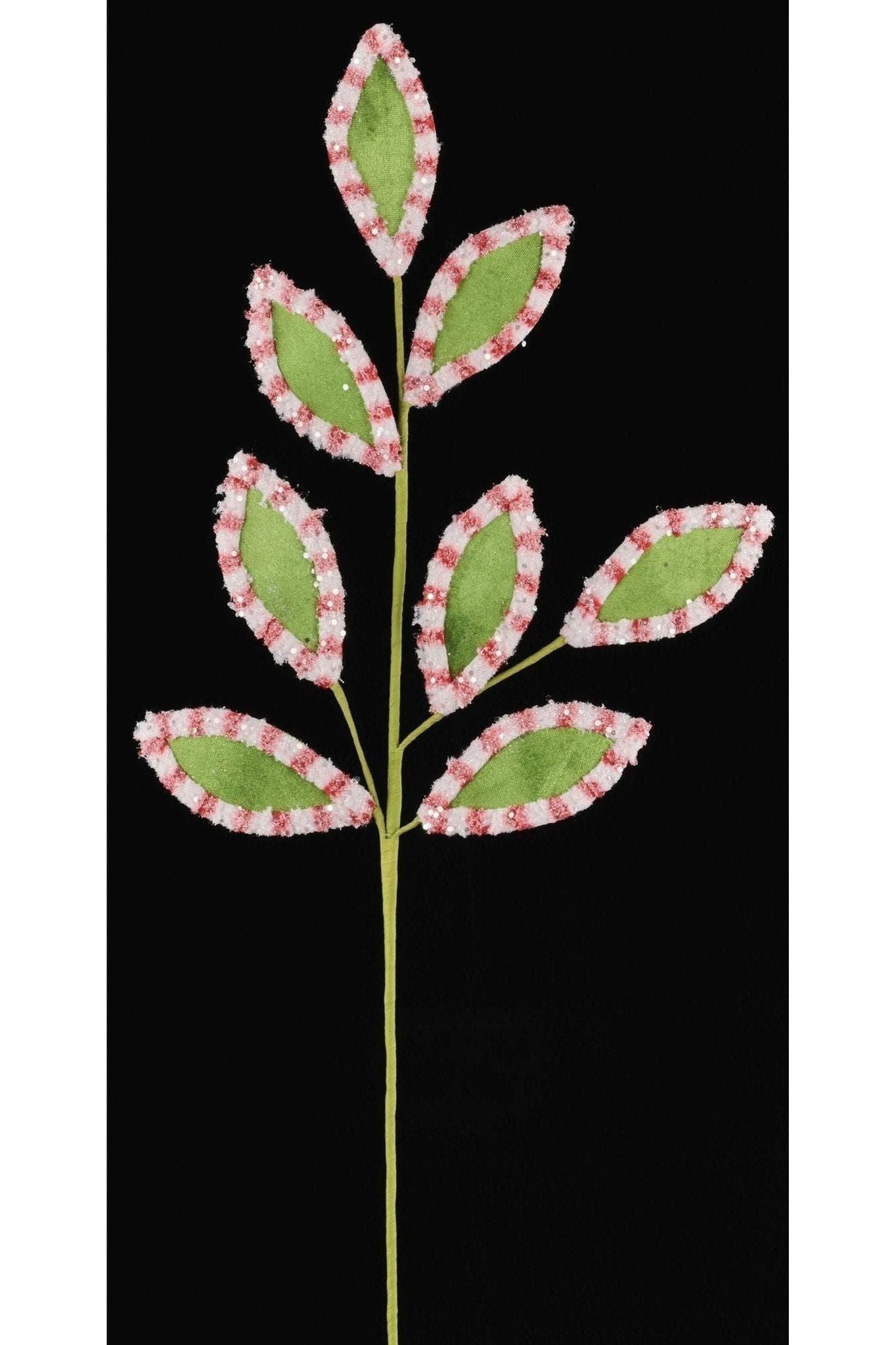 27&#x22; Velvet Fleece Leaf Spray: Red/Green