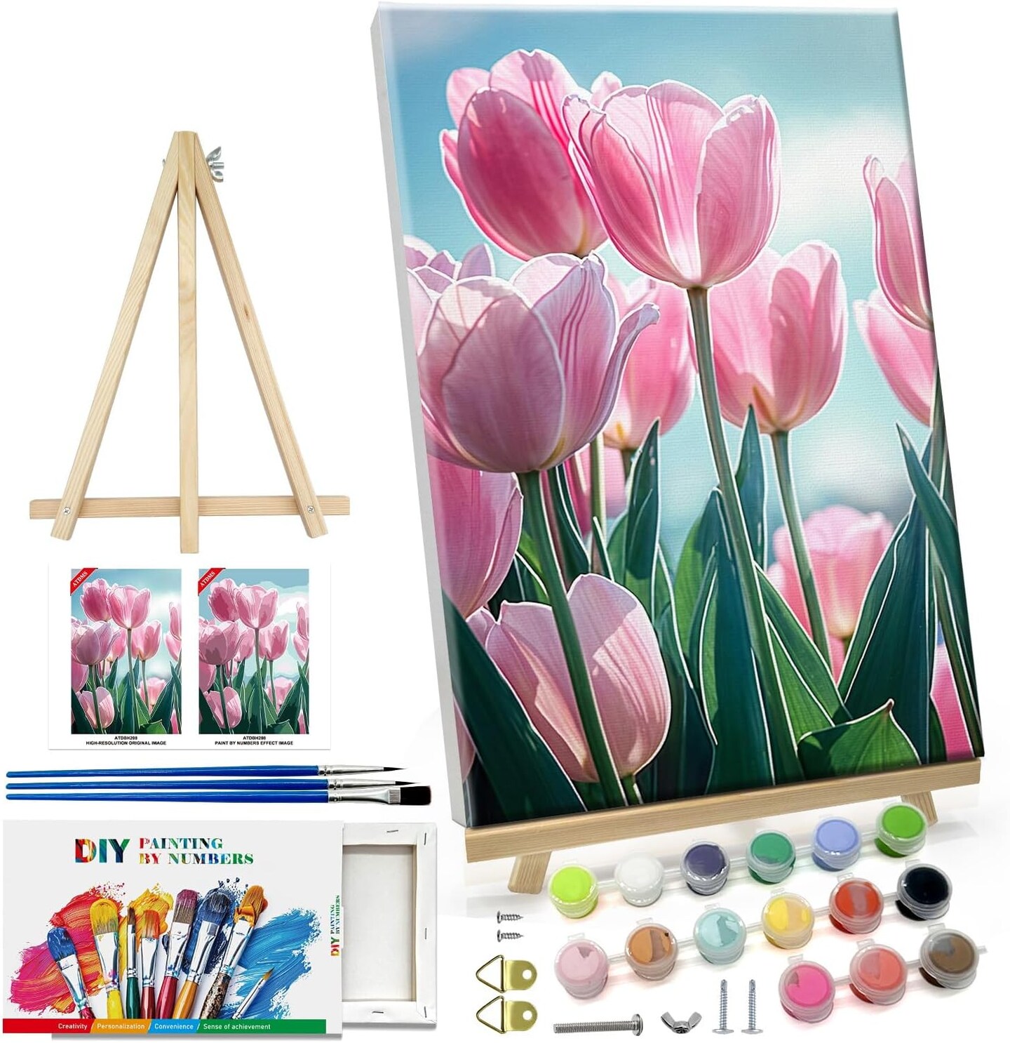 Framed Tulip Paint by Numbers Kit, 7.87x11.81 Canvas, Acrylic Paint