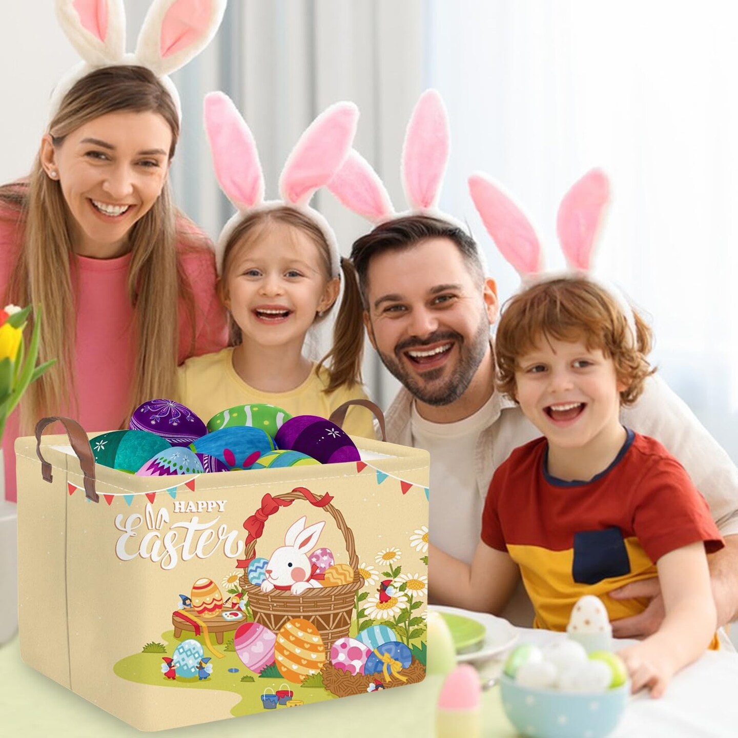 Easter Rectangular Easter basket, Easter gift basket, Nursery Hamper, Collapsible waterproof baby toy storage box for Kids,Toy Organizer,Easter Home Decor,Gift Baskets