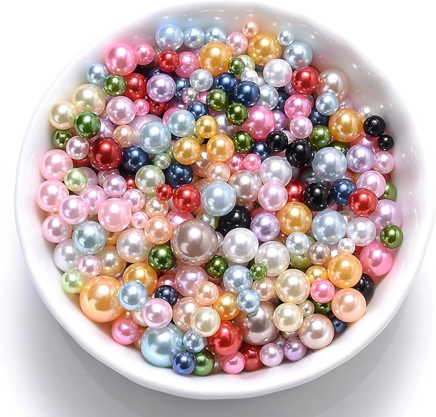 1000PCS No Hole Pearls, 3-8MM Mix Colors Round Beads for Crafts No Hole, Faux Pearls Beads for Nail Face Art,Vase Fillers,Table Scatter,Birthday Party Decoration