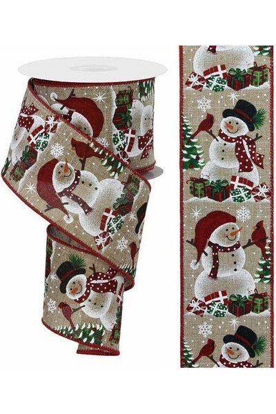2.5&#x22; Snowman Cardinal Ribbon: Light Beige (10 Yards)