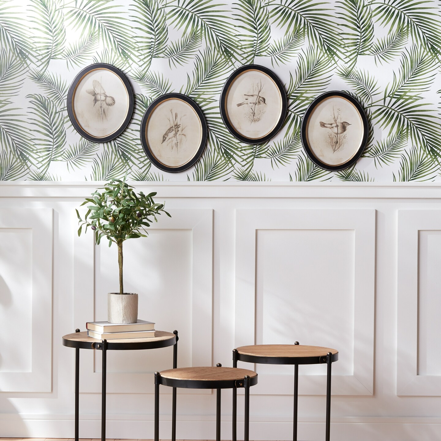 Melrose Bird Print Oval Framed Wall Arts - 13.75&#x22; x 11.75&#x22; - Set of 4