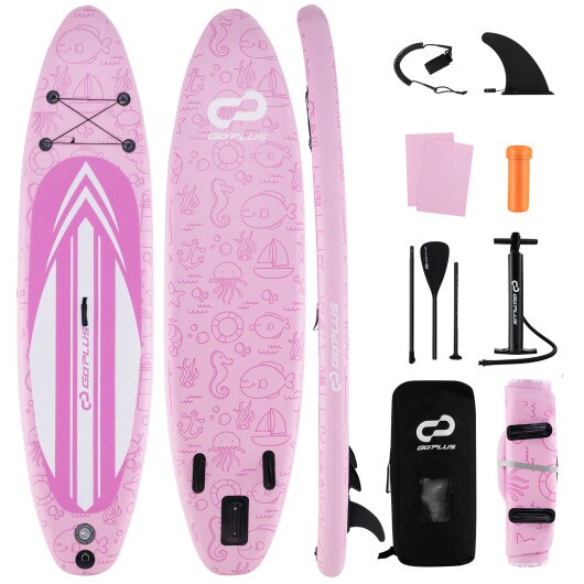 Pink White Inflatable Stand Up Paddle Board 11&#x27; x 30&#x22; x 6&#x22; 350 lbs Capacity