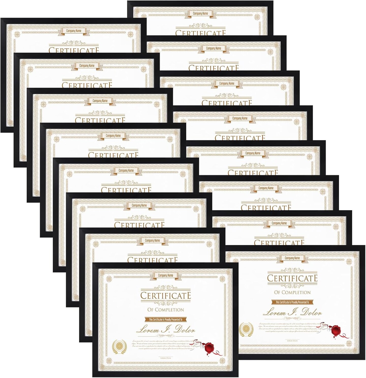16-Pack 8.5x11 Black Certificate & Photo Frames – Bulk Document, Award, and Diploma Frames for Wall or Table Display (Black)