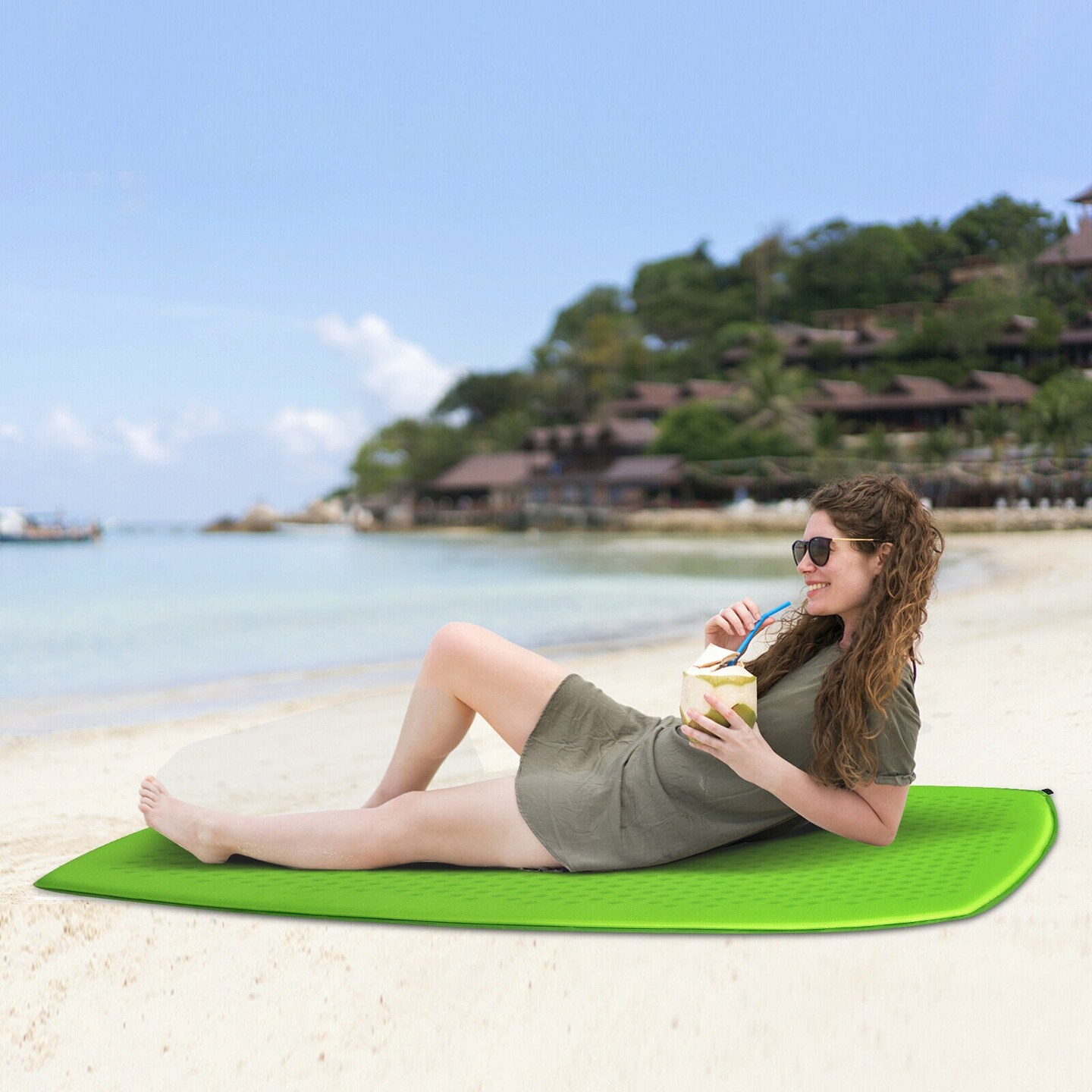 Self-Inflating Air Mattress Sleeping Pad with Sturdy Nylon, Portable Design