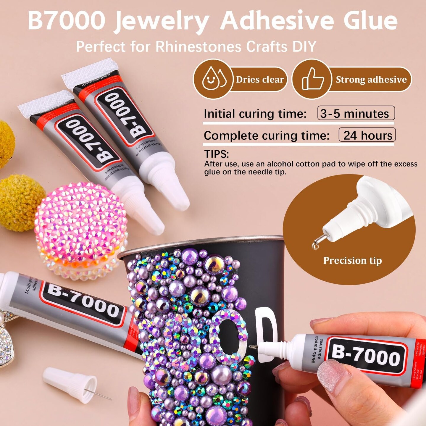9000PCS Flatback Pearls and Rhinestones for Crafting, Dark Blue 3-10mm Resin Rhinestones and Half Pearls for Bedazzling, Nail Art and Dec with 3pcs B7000 Jewelry Glue, Tweezer and Pickup Pencil