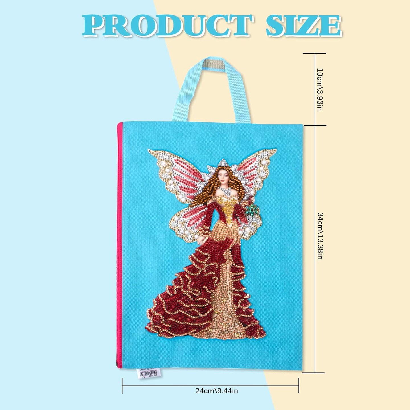 Diamond Painting Kits for Adult Stationery Bag Handbag with Chain 5D DIY Rhinestone Arts Craft Makeup Bag Canvas Tote Bag Diamond Art for Office Home Butterfly Fairy Pattern
