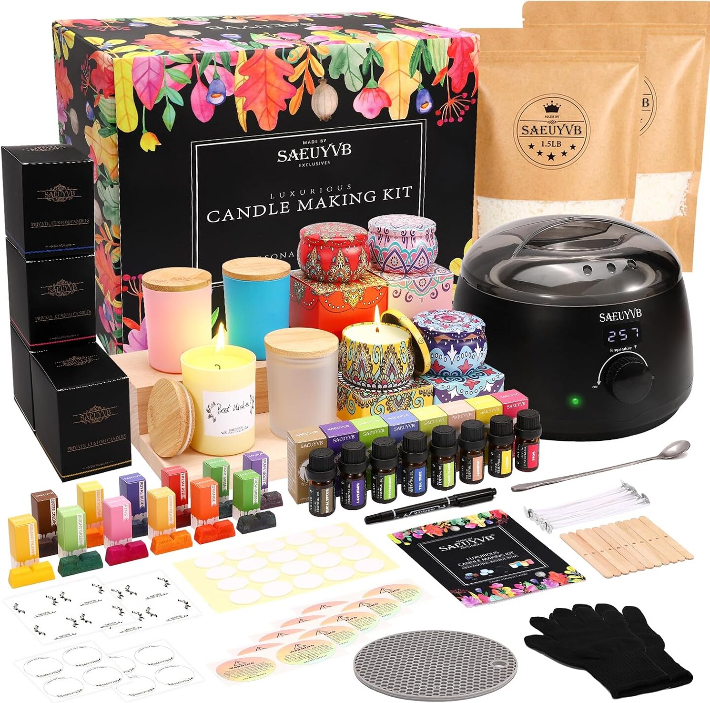 Candle Making Kit with Hot Plate Full Set - for Adult 11.81 x 10.63 x 7.09 inches