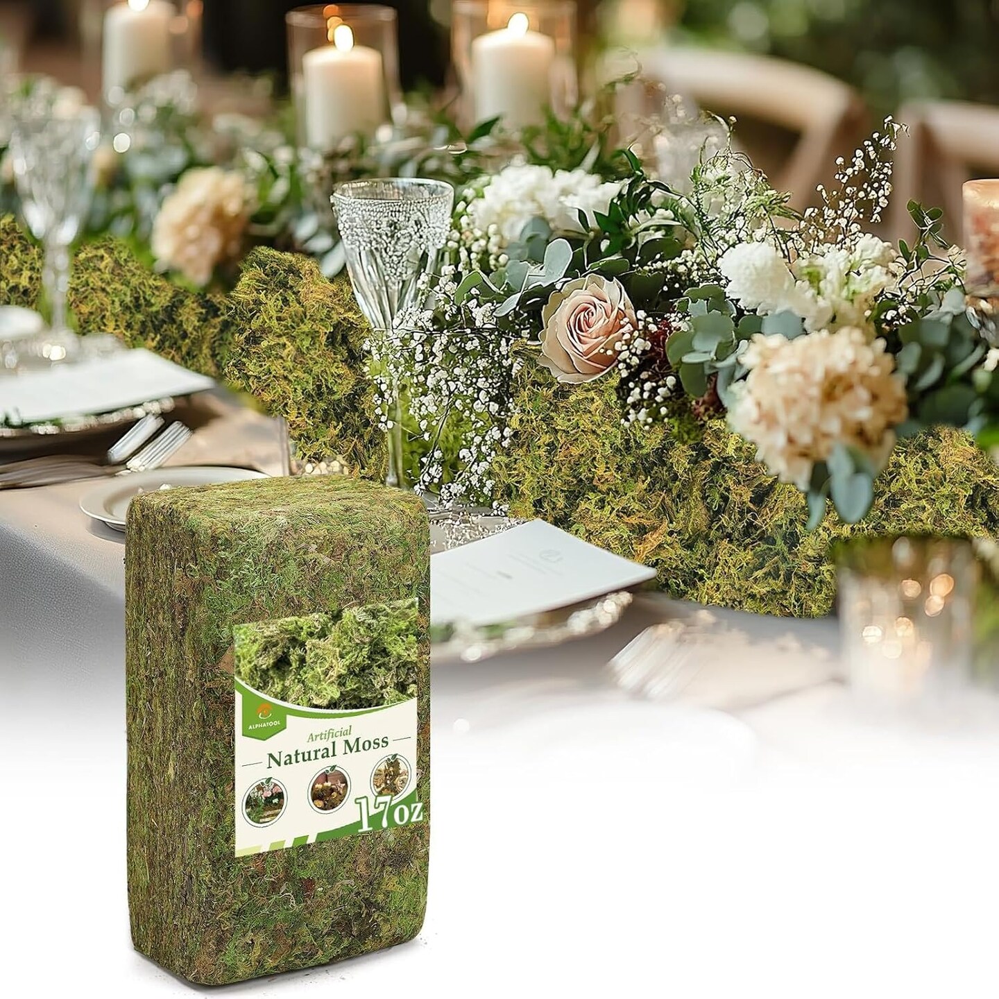 Large Pack Natural Green Moss for Crafts - Bulk Moss for Plants Indoor, Artificial Fairy Gardens, Mosswall, Glass Terrariums, Filling Fake Plants, Home Decoration