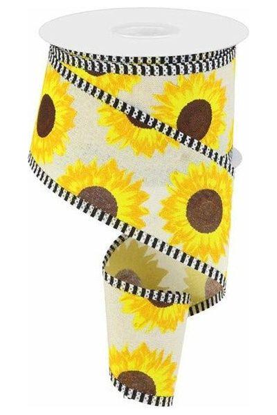 2.5&#x22; Sunflower Thin Stripe Ribbon: Cream (10 Yards)