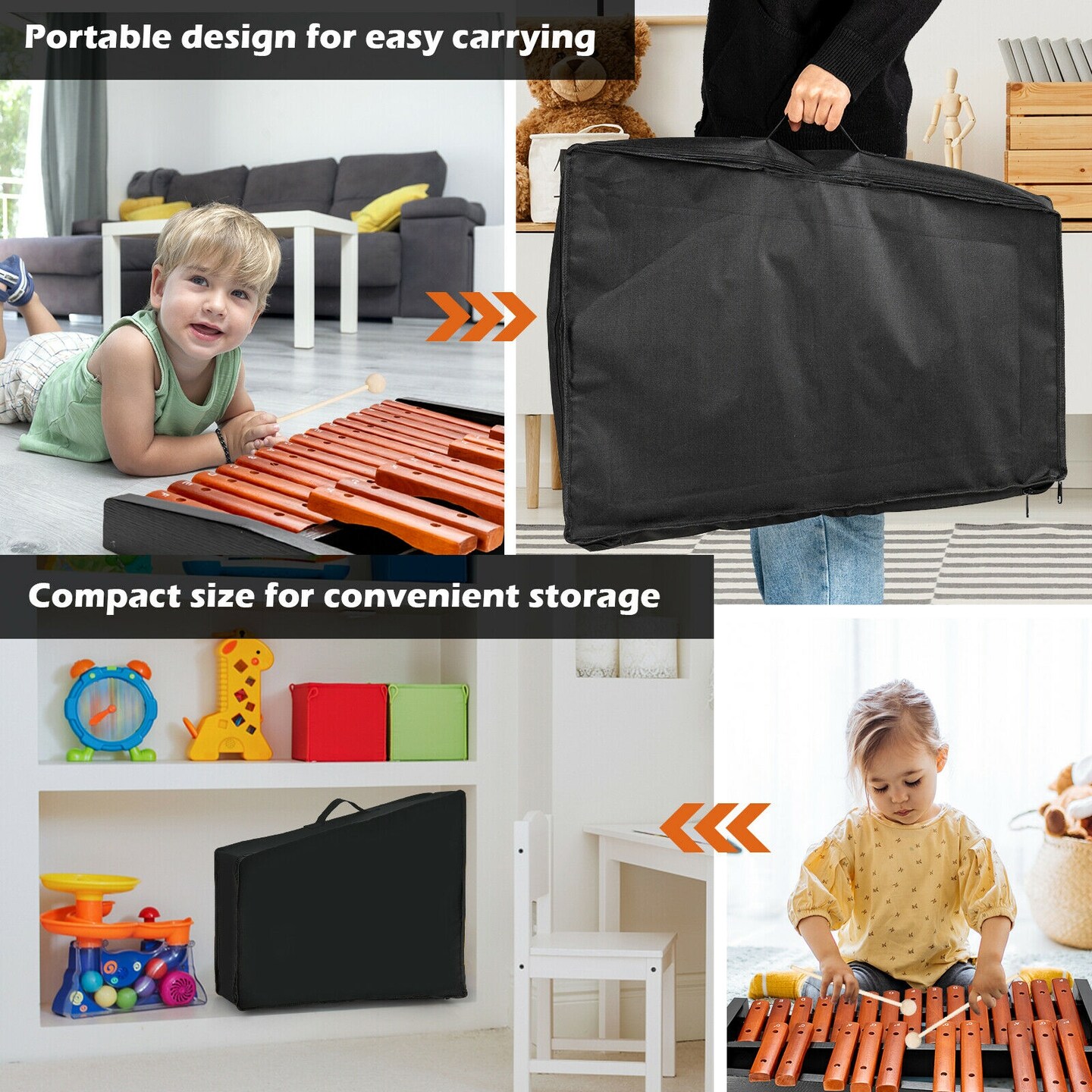 25-Note Xylophone with Carrying Bag, Wooden Keys and Mallets for Kids and Adults