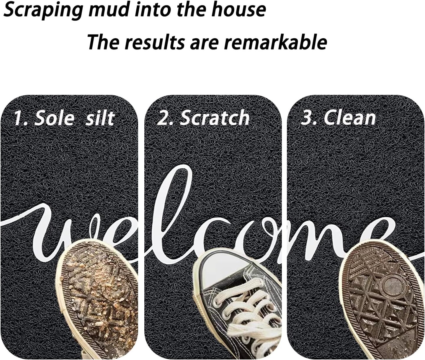 Door mat, Outdoor Indoor Welcome mat, Durable Non-Slip Easy to Clean Front Doormat, Entrance Rectangular Doormat