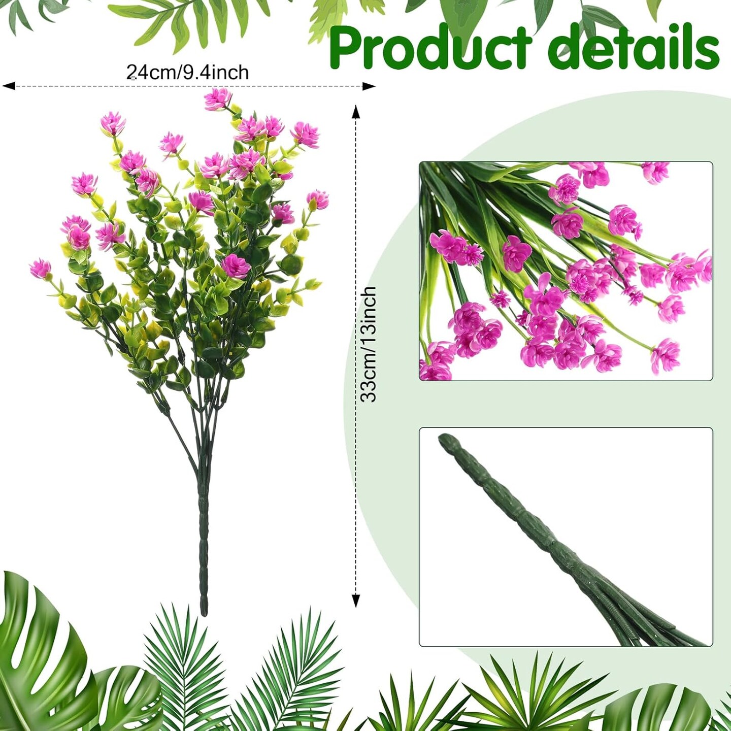 36 Bundles Artificial Flowers – UV Resistant Faux Plants for Outdoor & Home Decor (Delicate Colors)