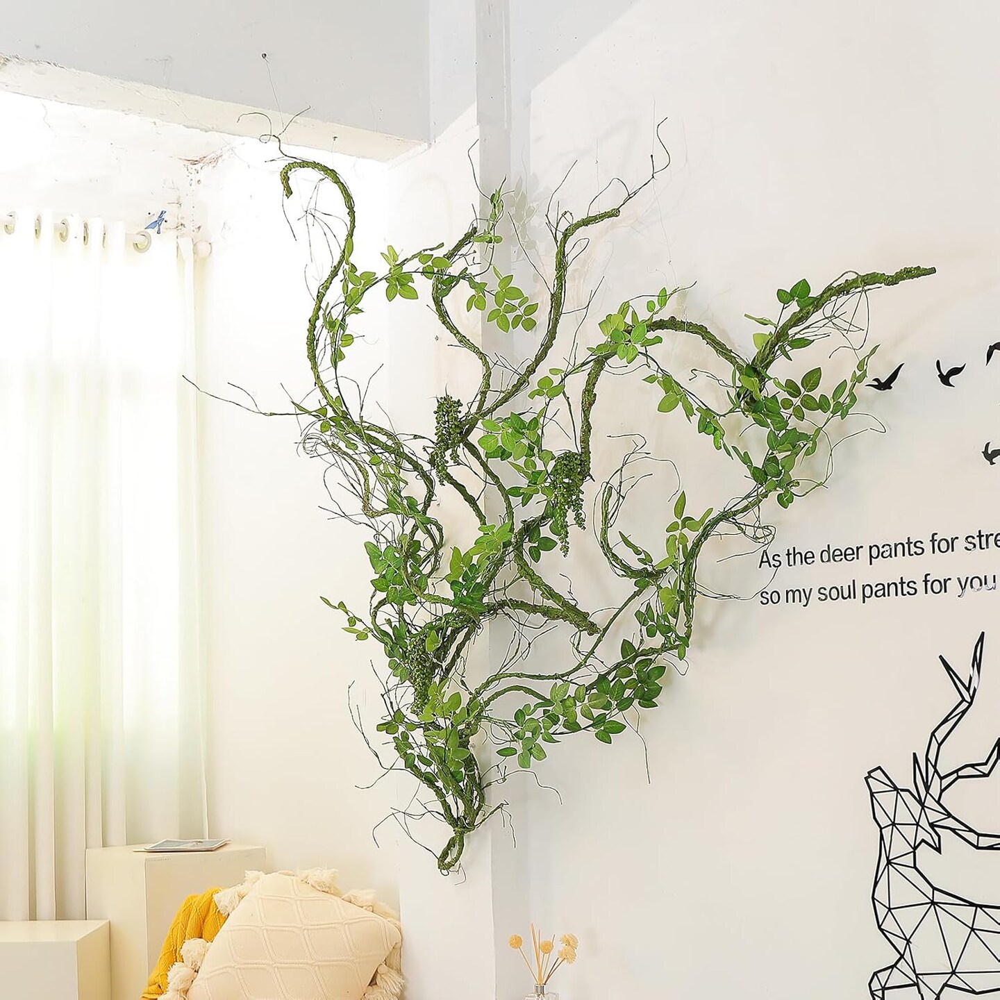 Yards Green Vines Garland Artificial Ivy Garland Foliage Green Leaves Fake Vine Leaf Hanging Plants for Wedding Party DIY Green Leaves Headband Headbands Vines