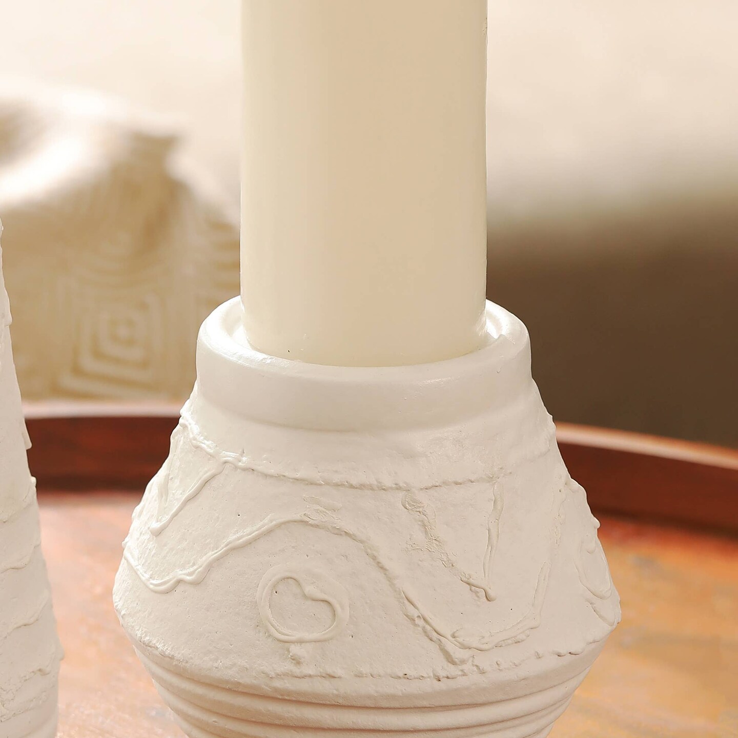 Organic Pattern Terracotta Candle Holder &#x2013; 5.2 X 5.2 X 5.5&#x201D; &#x2013; Rustic Candle Stand for Ambient Lighting