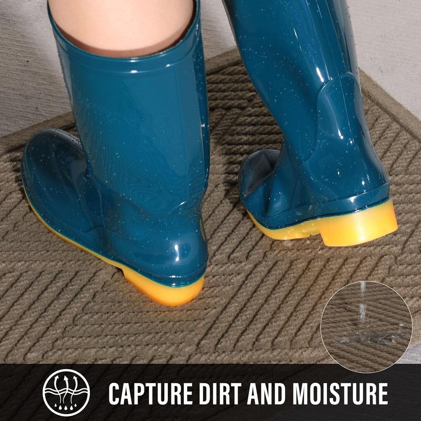 Sturdy Front Door Mat, Absorbent Muddy Dirt Resist Welcome Door Mats Outdoor Indoor, Stain and Fade Resistant, Non-Slip Rubber Backing Low Profile Doormat for Entryway, 30&#xD7;17, Beige