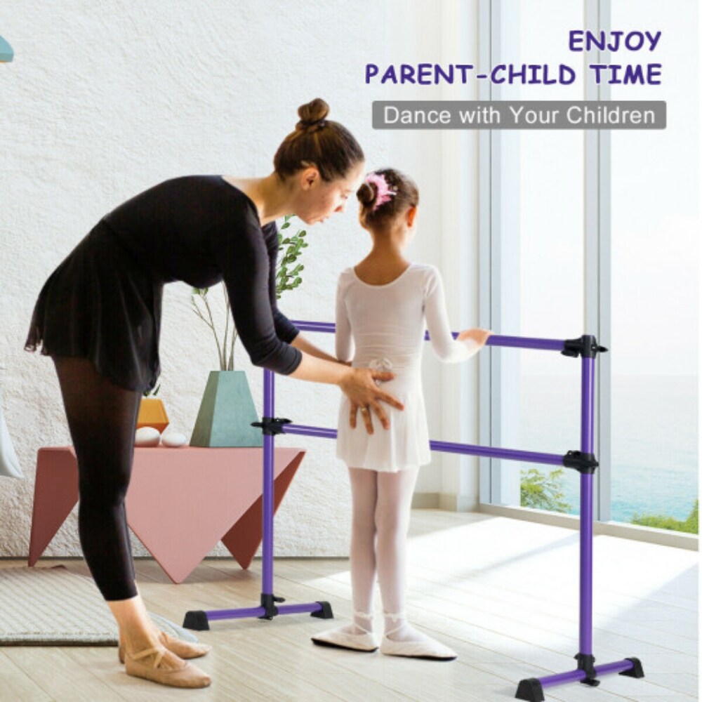 Adjustable Freestanding Ballet Barre with Double Poles and Non-Slip Feet