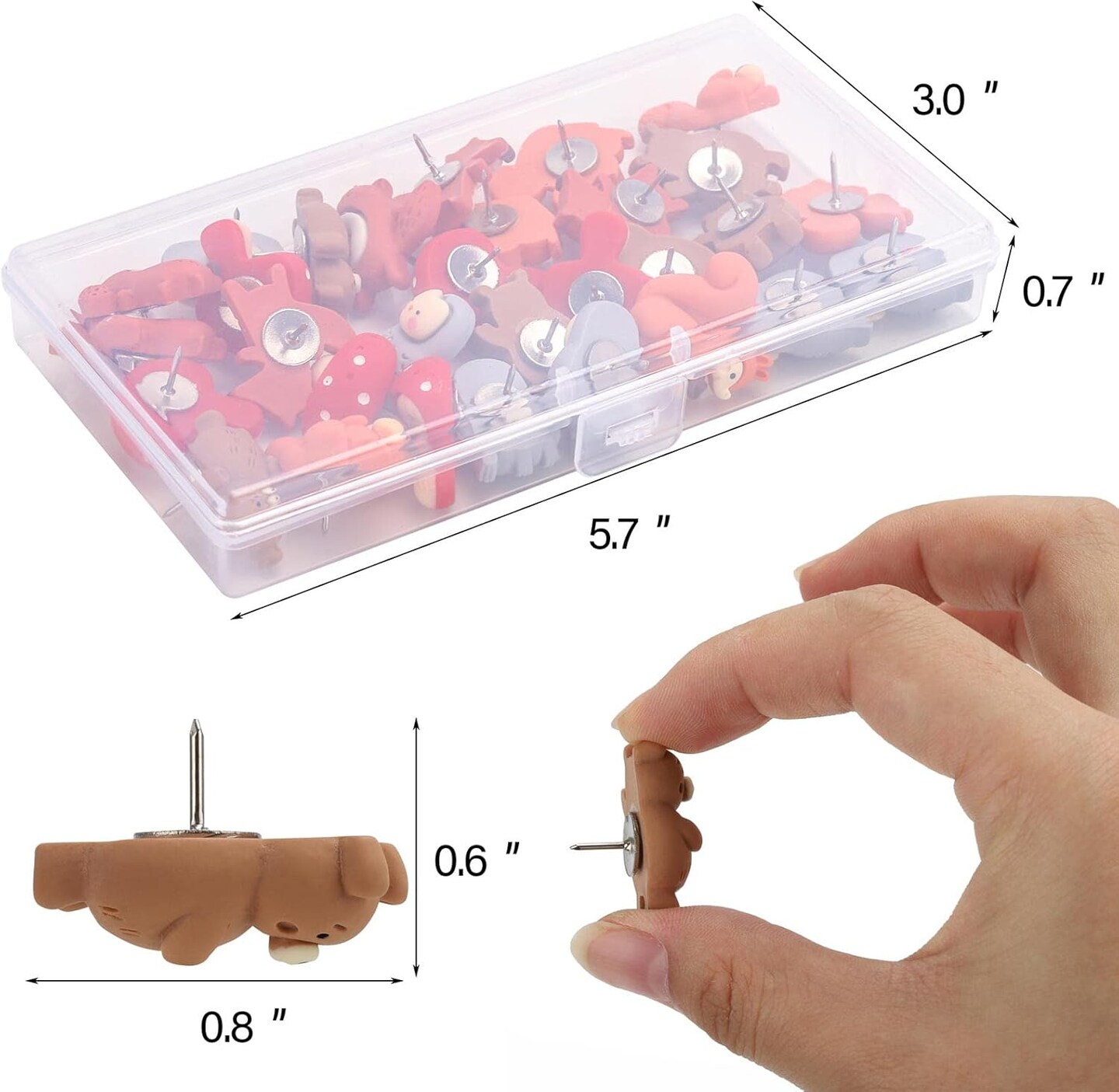 Push Pins 30Pcs Cute Push Pins Animal Push Pins for Cork Board(Multiple Animals)