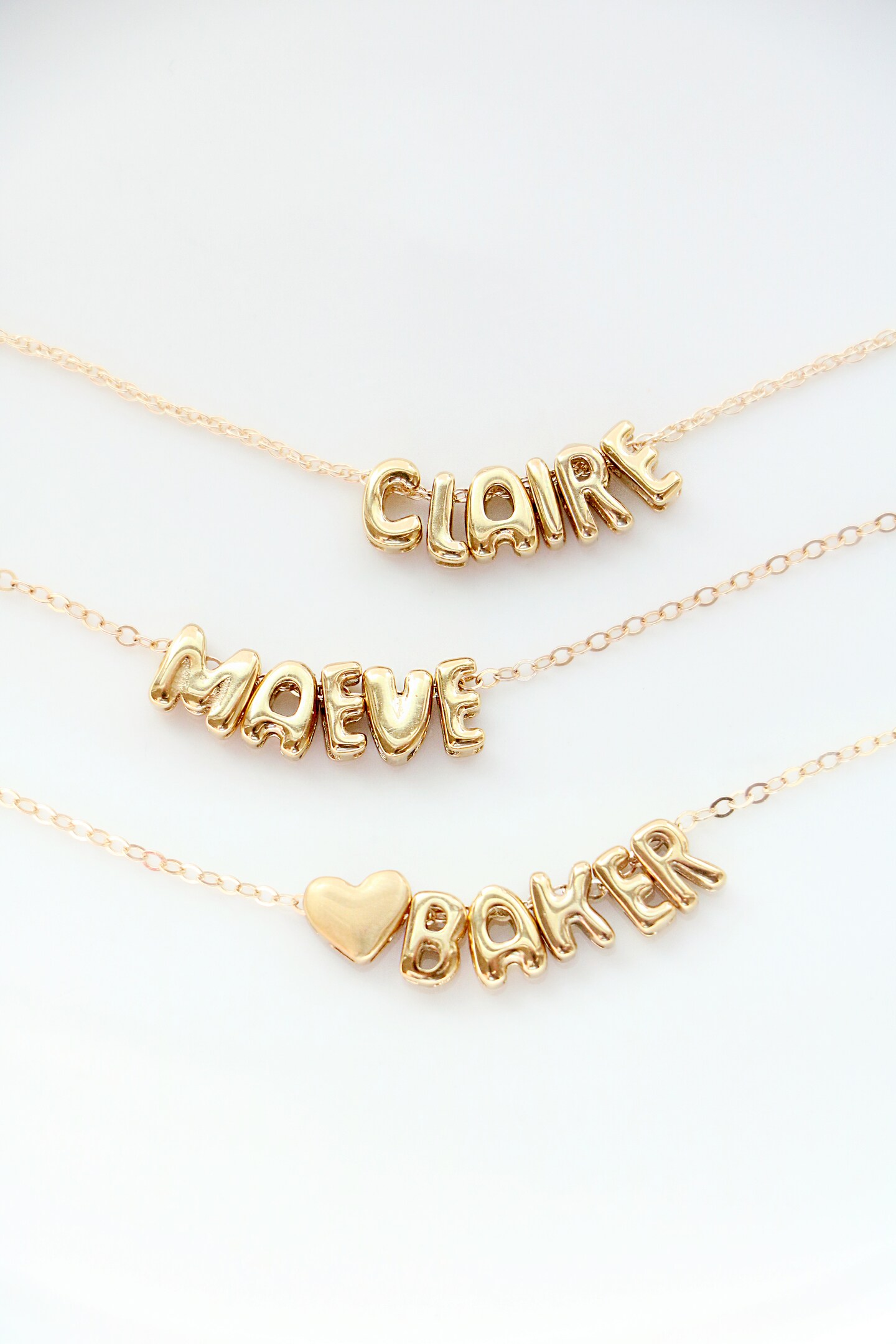 Bubble Letter Name Necklace - Initials Necklace - 3D Name Necklace - Ampersand - Personalized Gift - Bridal Gift - New Mom Jewelry 450276263344504832