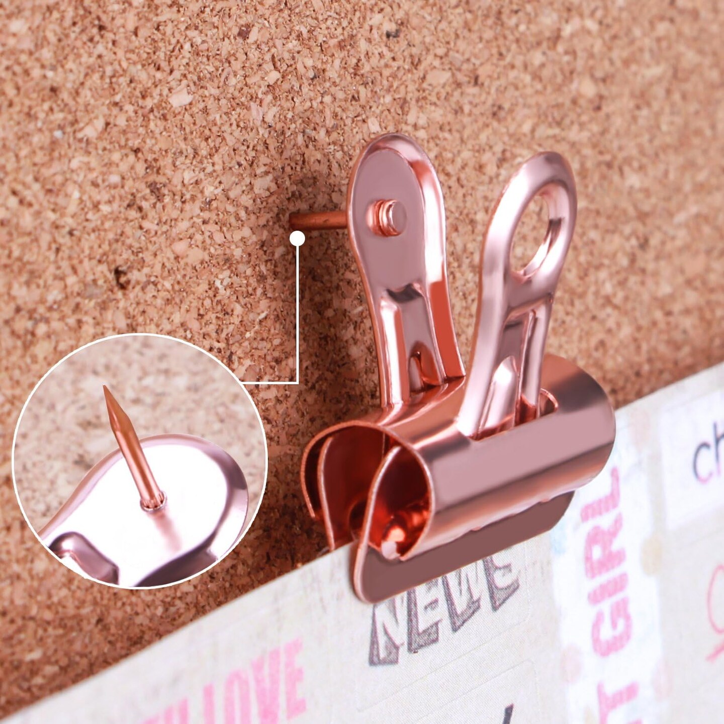 15 pcs rose gold push pin clips creative no-hole paper clips for cork boards and photo walls