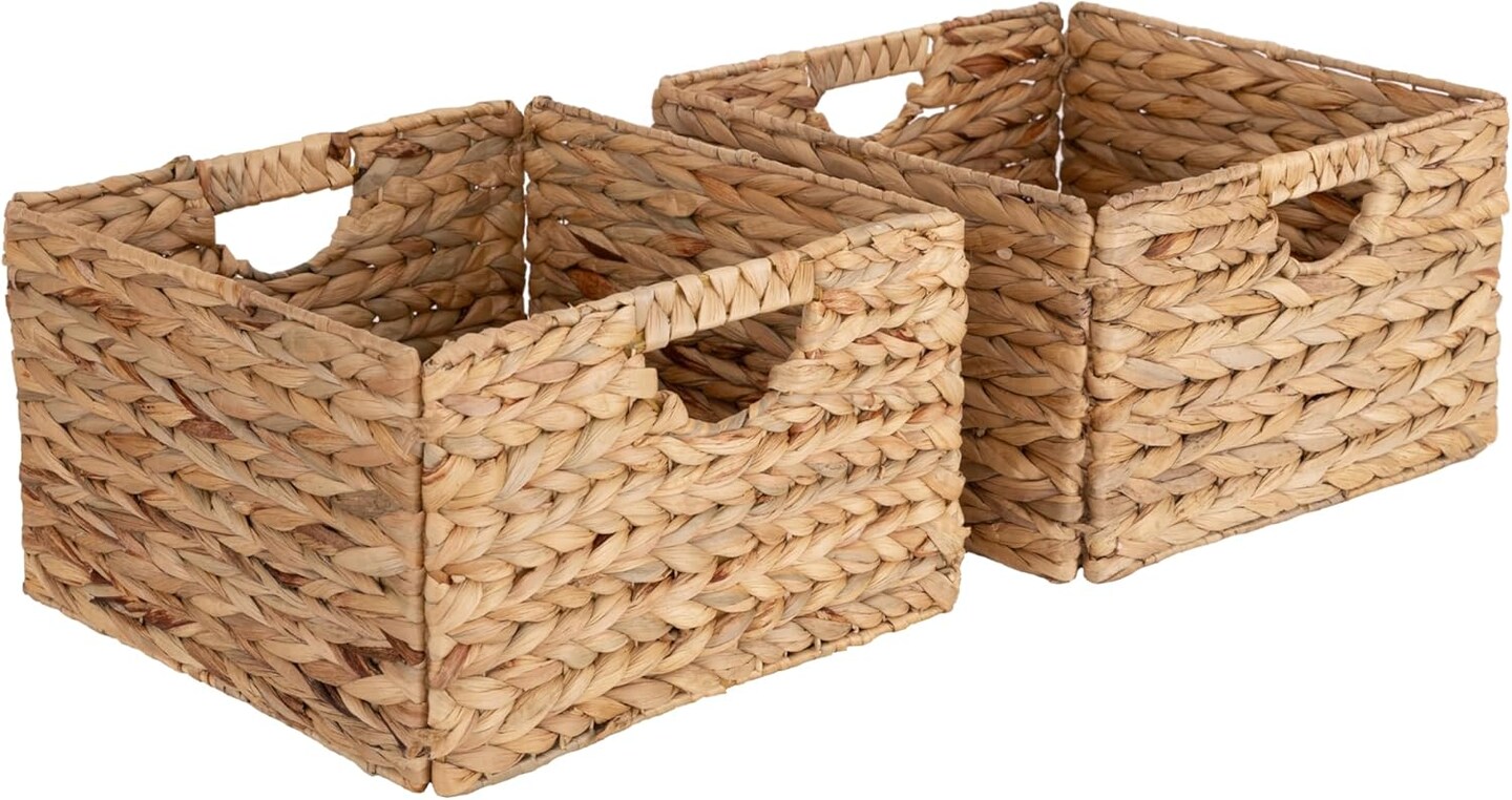 Classics Premium Natural Handwoven Portable Laundry Bin Basket with Carrying Handles, Household Storage for Clothes, Linens, Sheets, Toys, Natural Water Hyacinth, Rectangular