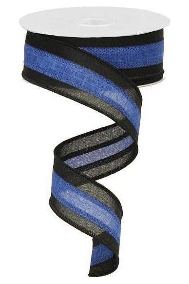 1.5&#x22; Police Support Ribbon: Black &#x26; Blue (10 Yards)