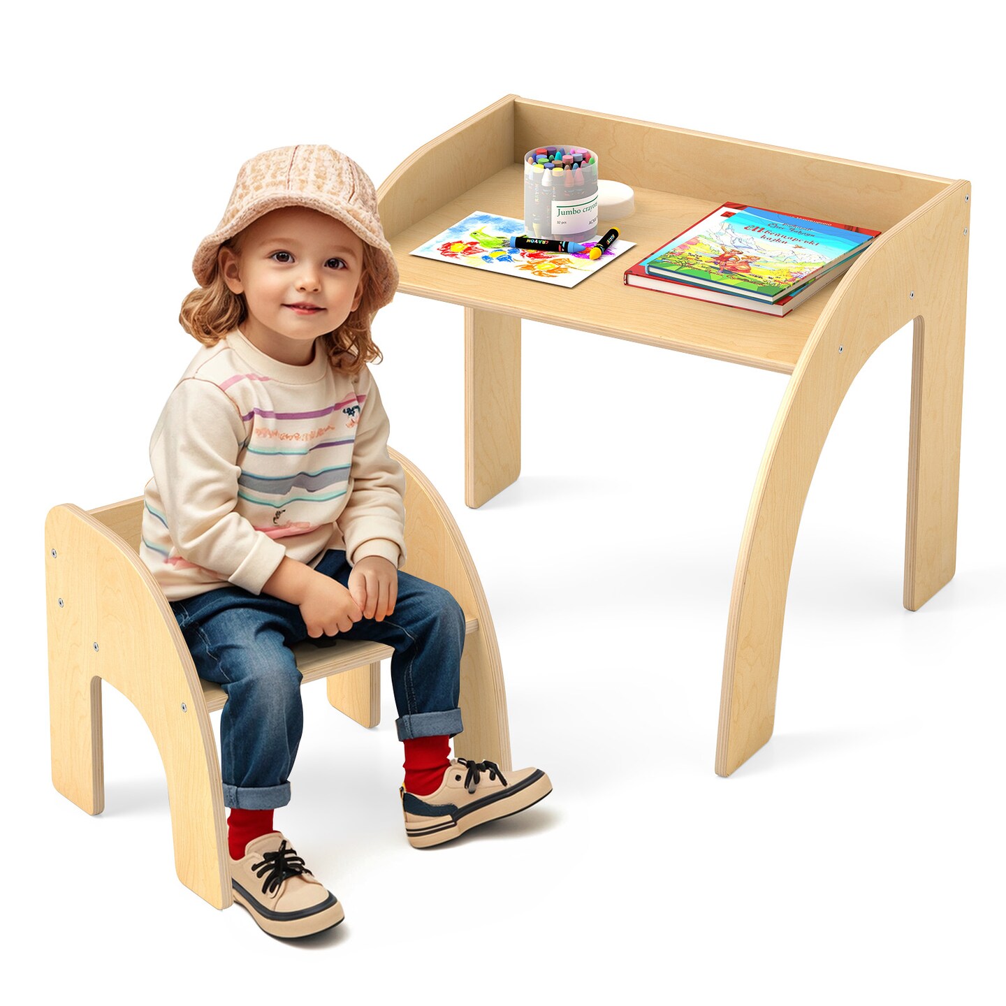 Plywood Kids Table and Chair Set with Spacious Safe Design and Ergonomic Seat