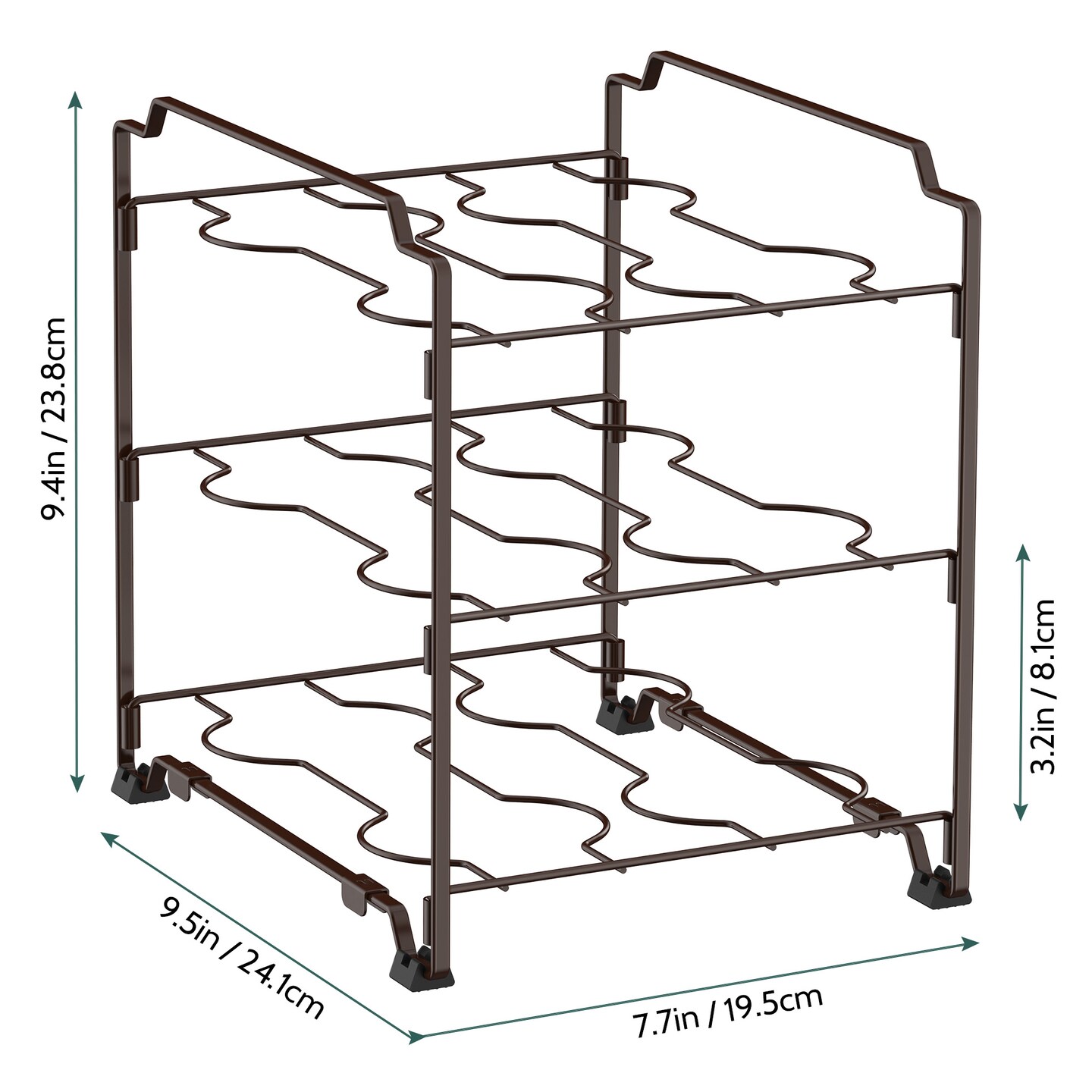 Upgraded Kitchen Wrap Organizer Rack - Non-Slip, Stackable Foil & Plastic Wrap Storage for Cabinets/Countertops - Space-Saving Design (7.7"L x 9.5"W x 9.4"H)